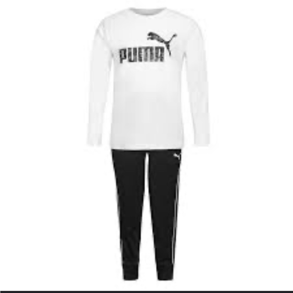 Puma Boys Two Piece Kids Set White Black